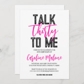 Rede dreißig mit mir am 30. Geburtstag Einladung (Vorne/Hinten)