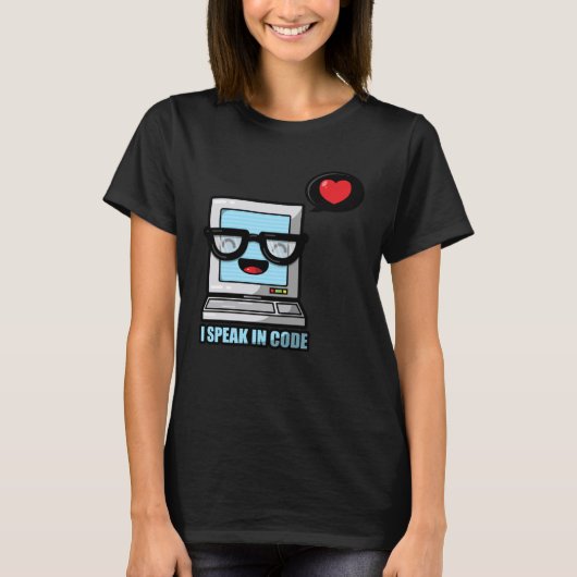 Rede in Code Nerd Geek Informatik Herz Smi T-Shirt (Vorderseite)