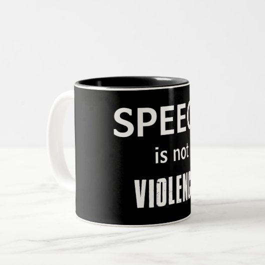 Rede ist keine Gewalt Zweifarbige Tasse (Vorderseite Links)