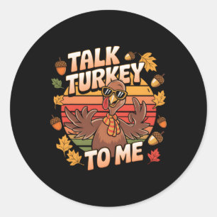 Rede mit mir Tuerkisch Lustiger Thanksgiving Retro Runder Aufkleber