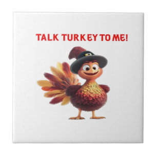 Rede mit mir über Truthahn Lustiges Thanksgiving-D Fliese
