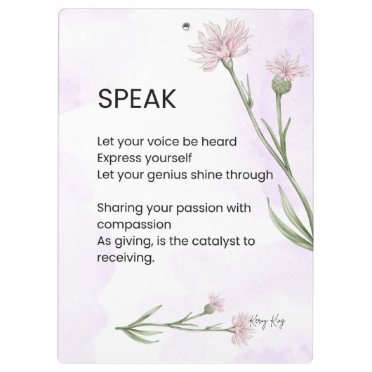 Rede - Selbstbewusstsein in der Liebe Klemmbrett (Rückseite)