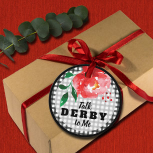 Rede von Derby zu Me Rote Rose über Gingham Geschenkanhänger