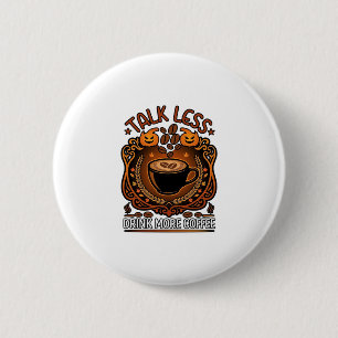 Rede weniger, trinke mehr Kaffee Tasse Halloween K Button