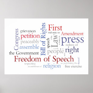 Redefreiheit! Großes Poster der Bill of Rights