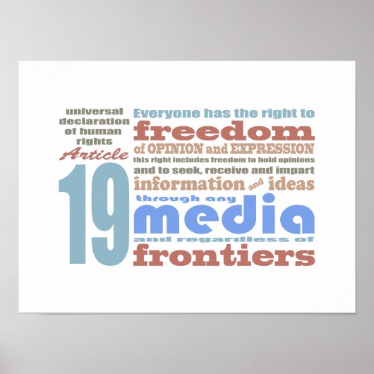 Redefreiheit und Meinungsfreiheit UDHR Artikel 19 Poster (Vorne)
