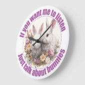 Reden Sie einfach über Kaninchen Spaß Große Wanduhr (Winkel)