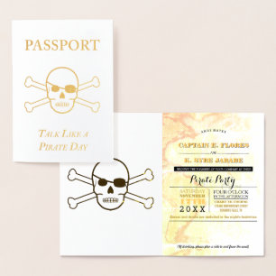 Reden wie ein Piraten Party Gold Foil Passport Folienkarte
