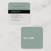 Reden wir, zeitgenössisches Grün Quadratische Visitenkarte (Vorne/Hinten)