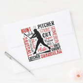 Redewendungen und Bedingungen für Baseball-Typogra Quadratischer Aufkleber (Umschlag)