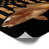Redfish Fishing Red Drum Tailing Usa American Flag Poster (Ecke)