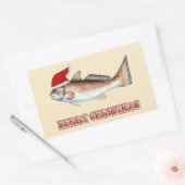Redfish Santa Merry Weihnachten auf Off White Rechteckiger Aufkleber (Umschlag)