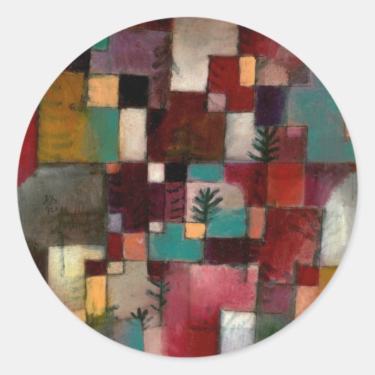 Redgreen und Violetgelbe Rhythmen, Paul Klee Art Runder Aufkleber (Vorderseite)