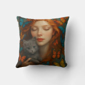 Redhead and kitten Throw Pillow Kissen (Rückseite)