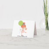 Redhead Ballerina Geburtstag Danke Note Card (Rückseite)