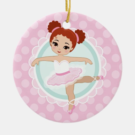 Redhead Ballerina - Pink Ballet Dancer Girl Keramik Ornament (Vorne)