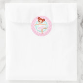 Redhead Ballerina - Pink Ballet Dancer Girl Runder Aufkleber (Tasche)