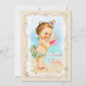 Redhead Beach Baby Conch Shell Baby Shower Einladung (Vorderseite)