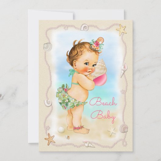 Redhead Beach Baby Conch Shell Baby Shower Einladung (Vorderseite)
