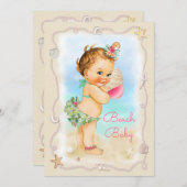 Redhead Beach Baby Conch Shell Baby Shower Einladung (Vorne/Hinten)