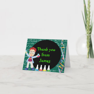 Redhead Boy Mad Scientist Thank You Note Card Dankeskarte
