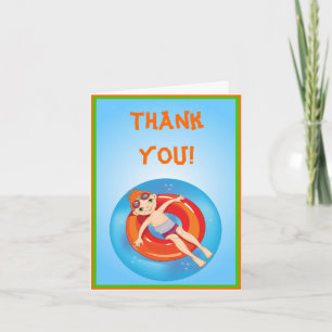 Redhead Boy Pool Party Vielen Dank Note Card Dankeskarte