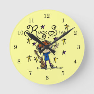 Redhead Boy Rock Star Runde Wanduhr