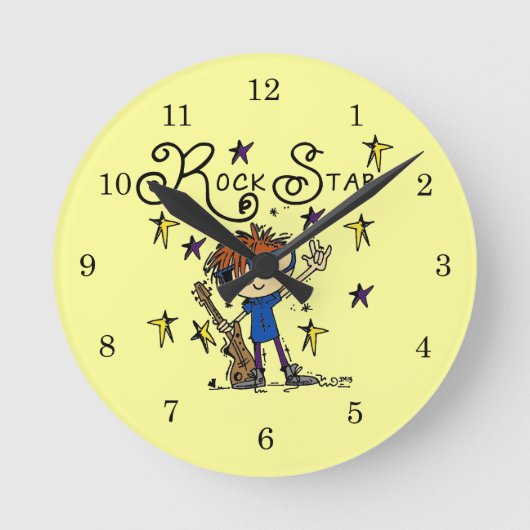 Redhead Boy Rock Star Runde Wanduhr (Vorderseite)