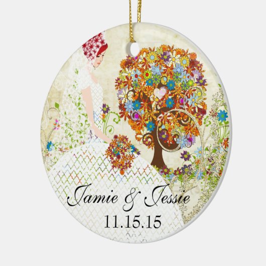 Redhead Brides Flower Tree Keramikornament (Links)
