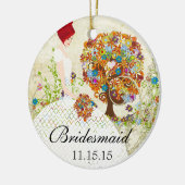 Redhead Bridesmaid gibt Blume Tree Keramik Ornament (Links)