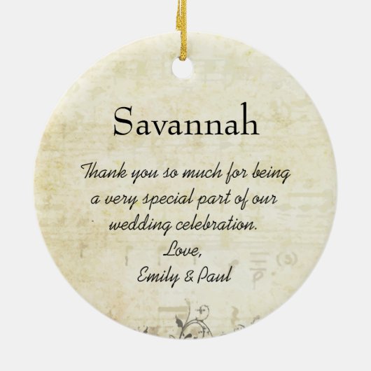 Redhead Bridesmaid gibt Blume Tree Keramik Ornament (Hinten)