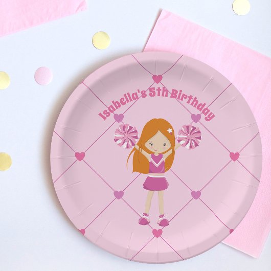 Redhead Cheerleader Girl Niedlich Kindergeburtstag Pappteller