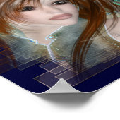 Redhead Elf & Blue Glass Night Fantasy Poster (Ecke)