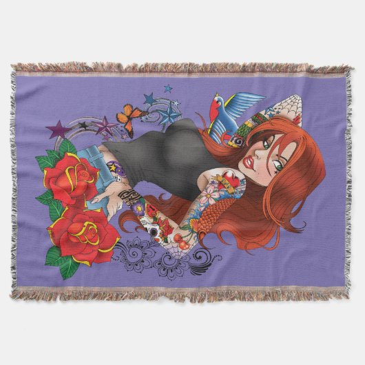 Redhead Frau Tattoos Decke (Vorderseite)