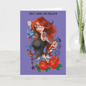 Redhead Frau Tattoos Feiertagskarte (Vorderseite)