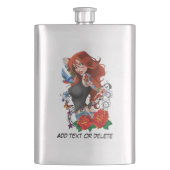 Redhead Frau Tattoos Flachmann (Vorderseite)