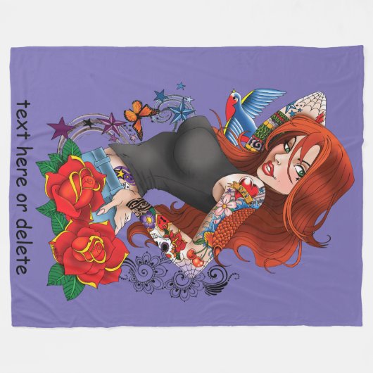 Redhead Frau Tattoos Fleecedecke (Vorderseite (Horizontal))