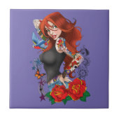 Redhead Frau Tattoos Fliese (Vorderseite)