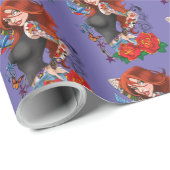 Redhead Frau Tattoos Geschenkpapier (Rolleneckpunkt)