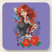 Redhead Frau Tattoos Getränkeuntersetzer (Vorderseite)