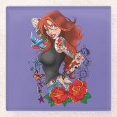 Redhead Frau Tattoos Glasuntersetzer (Vorderseite)