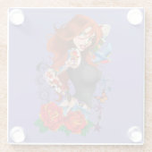 Redhead Frau Tattoos Glasuntersetzer (Rückseite)