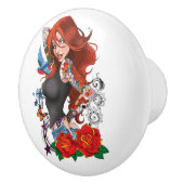 Redhead Frau Tattoos Keramikknauf (Rechts)