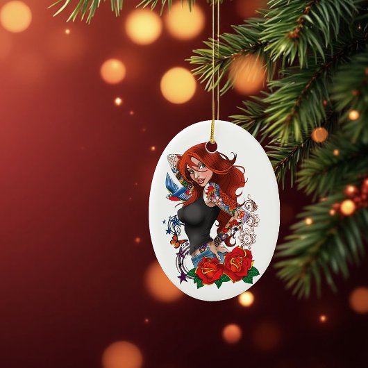 Redhead Frau Tattoos Keramikornament