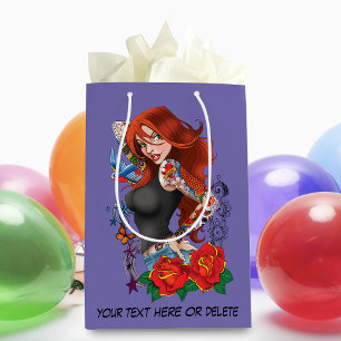 Redhead Frau Tattoos Mittlere Geschenktüte