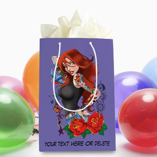 Redhead Frau Tattoos Mittlere Geschenktüte