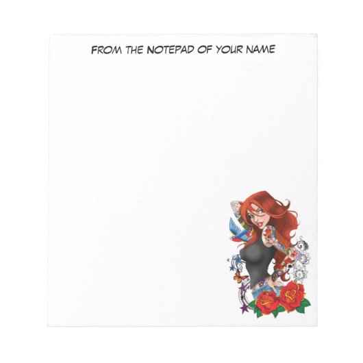 Redhead Frau Tattoos Notizblock (Vorderseite)