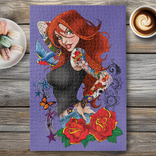 Redhead Frau Tattoos Puzzle