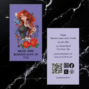 Redhead Frau Tattoos Visitenkarte
