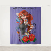 Redhead Frau Tattoos Wandteppich (Vorderseite)